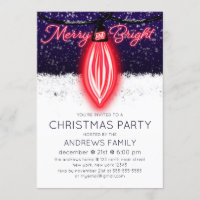 Merry and Bright Glowing Neon Lightbulb Christmas