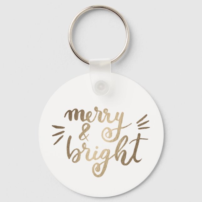 Merry and bright - gold key ring (Front)