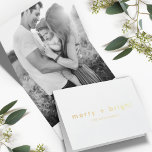 Merry and Bright | Gold Minimal Christmas Photo Fo Foil Card<br><div class="desc">Simple, stylish, trendy "merry bright" gold foil photo holiday card with modern minimalist typography in gold. The greeting, name, year can be easily customised for a personal touch. A quirky, unique christmas card to stand out from the crowd! The card shows an example image of a dad with short brown...</div>