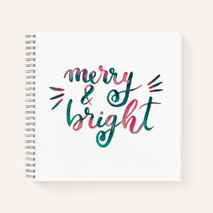 Merry and bright - green and pink notebook