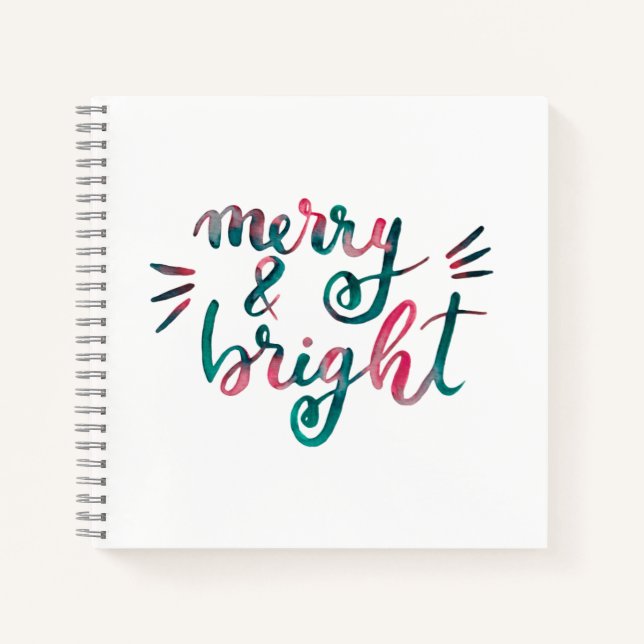 Merry and bright - green and pink notebook (Front)