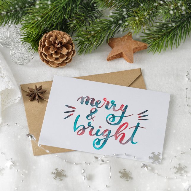 Merry and bright - green and red postcard (Creator Uploaded)