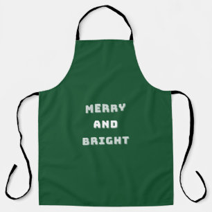 Merry and Bright, Green Christmas Art, Holiday Apron