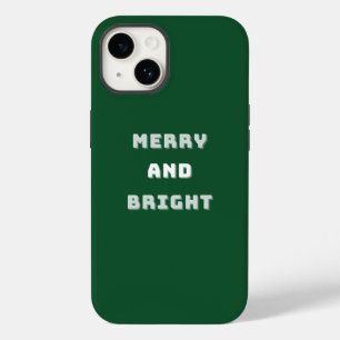 Merry and Bright, Green Christmas Art, Holiday Case-Mate iPhone 14 Case