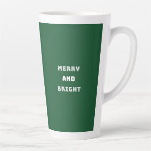 Merry and Bright, Green Christmas Art, Holiday  Latte Mug