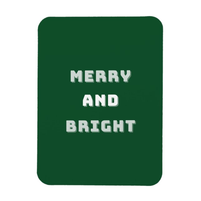 Merry and Bright, Green Christmas Art, Holiday Magnet (Vertical)