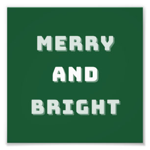 Merry and Bright, Green Christmas Art, Holiday Photo Print