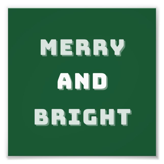 Merry and Bright, Green Christmas Art, Holiday Photo Print (Front)