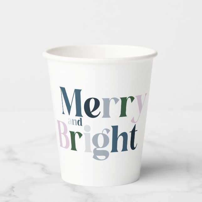 Merry And Bright Green Christmas Paper Cups (Front)
