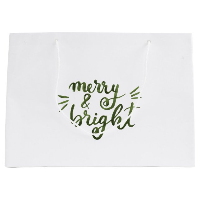 Merry and bright - green large gift bag (Front)