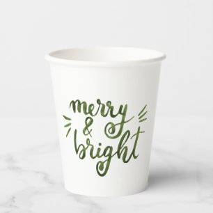 Merry and bright - green paper cups