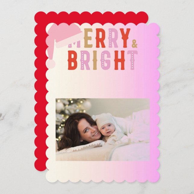 merry and bright greeting card Christmas (Front/Back)