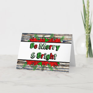 Merry and Bright Hand Drawn Poinsettias Card