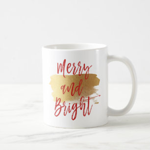 Merry and Bright Hand Lettered Script Coffee Mug