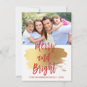 Merry and Bright Hand Lettered Script Photo Card