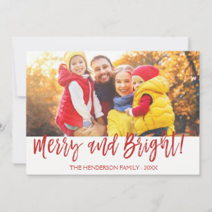 Merry and Bright Hand Lettered Script Photo Card