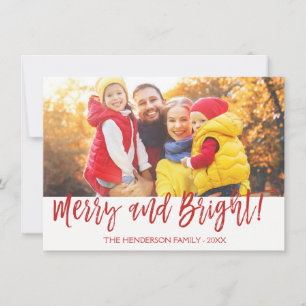 Merry and Bright Hand Lettered Script Photo Card