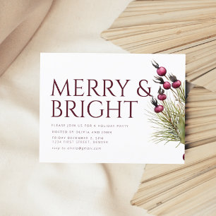 Merry and Bright Holiday Christmas Party Invite Postcard