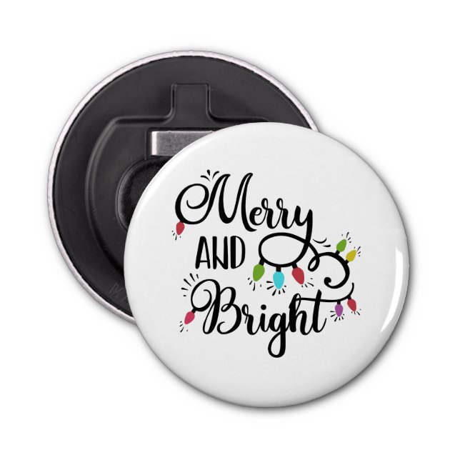 merry and bright holiday lights bottle opener (Front)