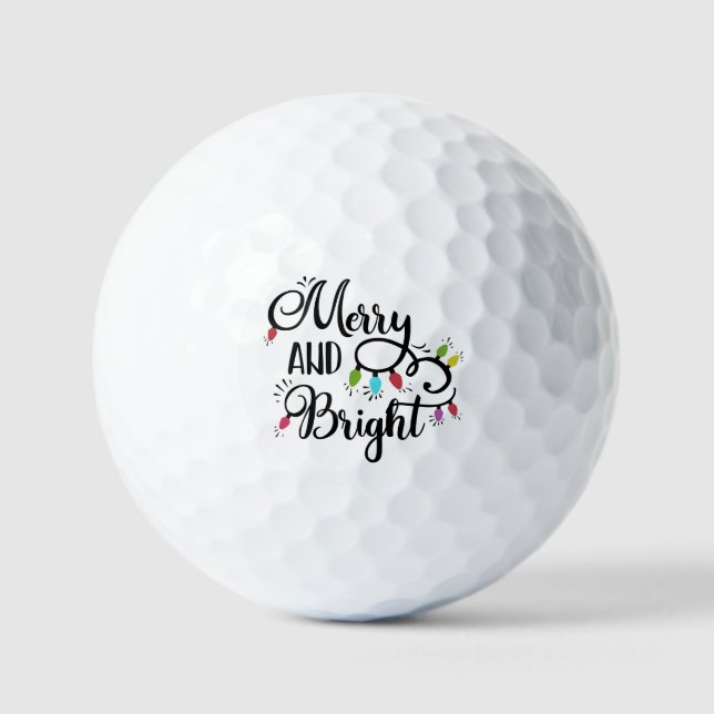 Merry and Bright Holiday Lights Christmas Holiday  Golf Balls (Front)