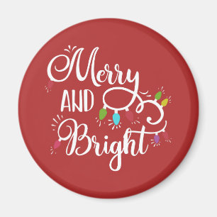 merry and bright holiday lights magnet