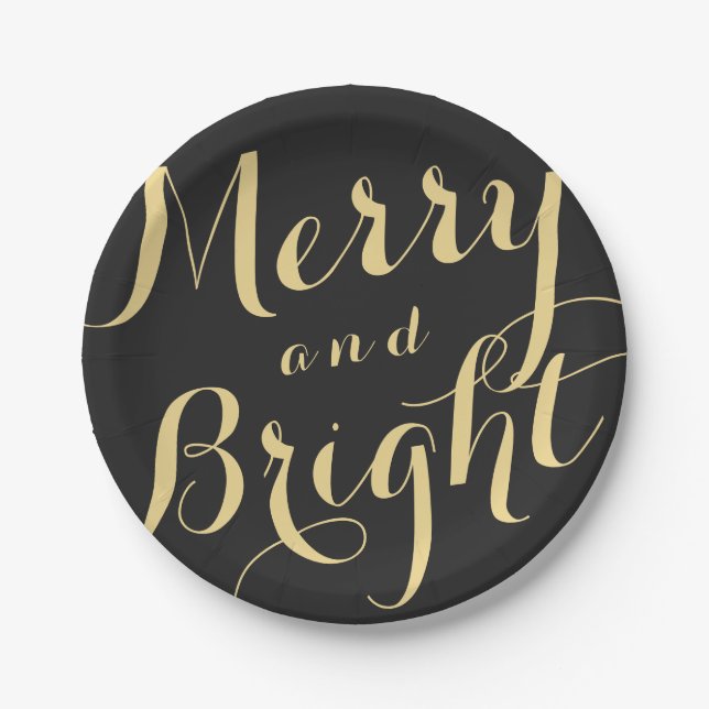 Merry and Bright Holiday Paper Plates (Front)