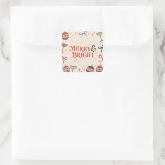 Merry and Bright Holiday Party Square Sticker