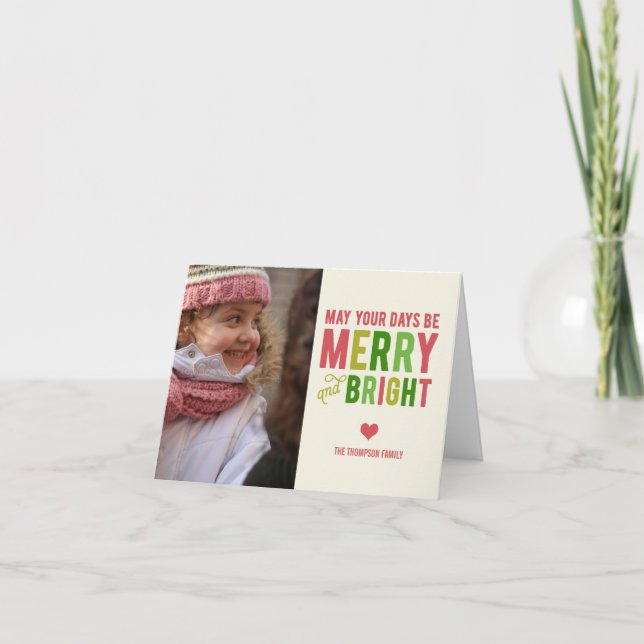 Merry and Bright Holiday Photo Card (Front)