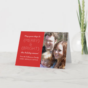 Merry and Bright Holiday Photo Card, Red Card