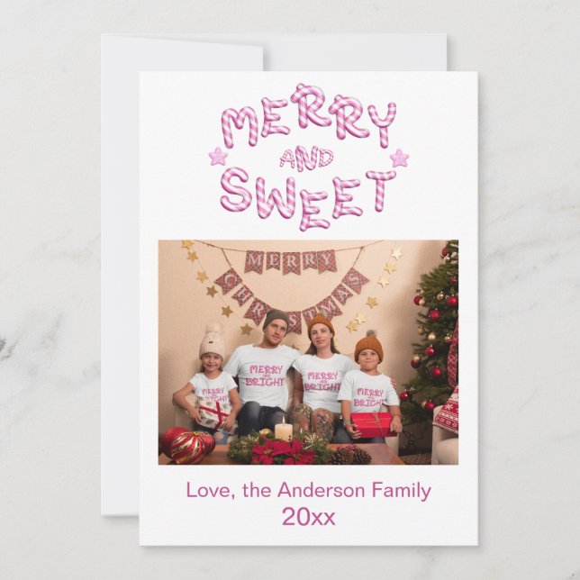 Merry and Bright Holiday Photo Christmas Card (Front)