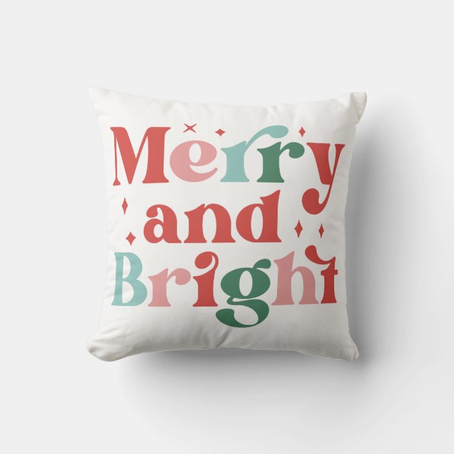 Merry and Bright Holiday Pillow (Front)