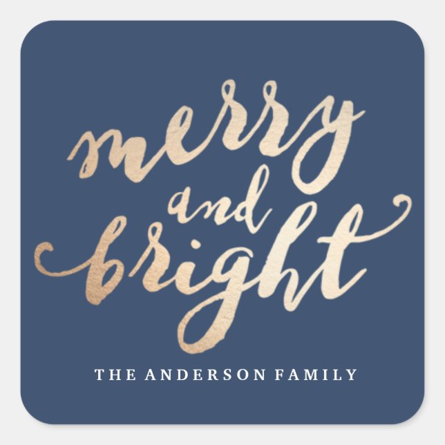 Merry and Bright | Holiday Square Sticker (Front)