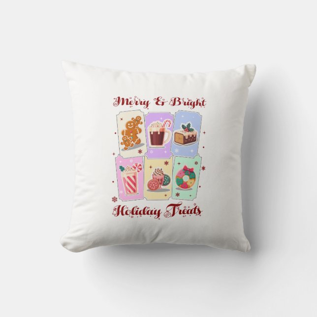 Merry and Bright Holiday Treats Christmas Dessert Cushion (Front)