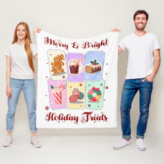 Merry and Bright Holiday Treats Christmas Dessert Fleece Blanket