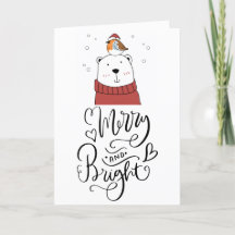 Merry And Bright Holiday Whimsical Polar Bear