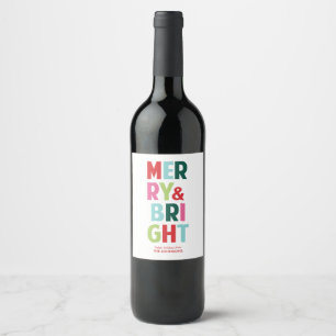 Merry and Bright Holiday Wine Bottle Label
