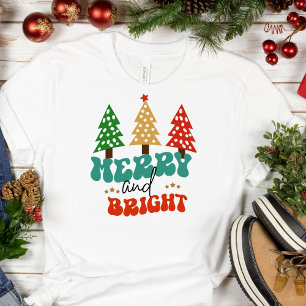 Merry and Bright Holidays Christmas Trees T-Shirt