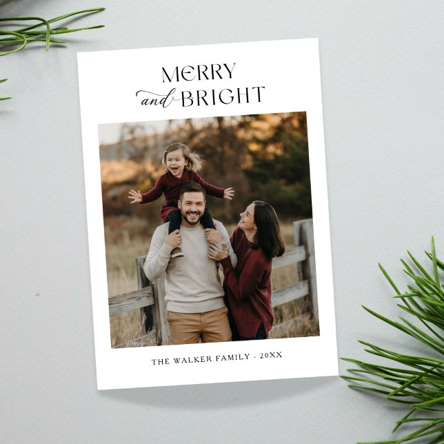 Merry and Bright Joyful Family Photo Christmas Holiday Card (Creator Uploaded)
