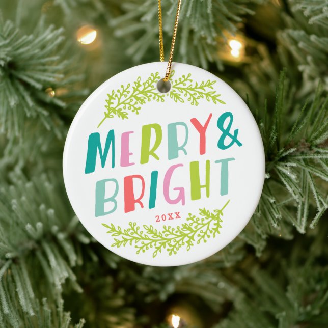 Merry and Bright Keepsake Photo Ornament (Tree)