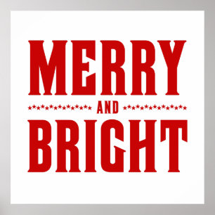 Merry and Bright Letterpress Style No. 507 Poster