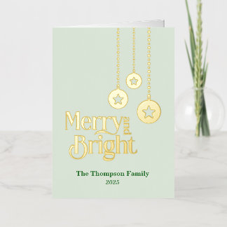 "Merry and Bright" Light Green Folded Foil Holiday