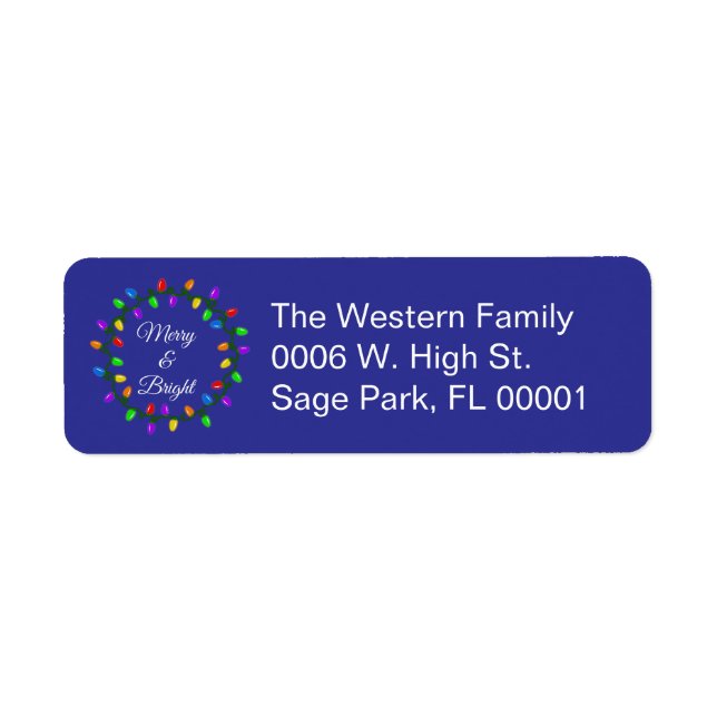Merry And Bright Light Wreath  Return Address Label (Front)