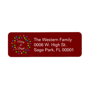 Merry And Bright Light Wreath  Return Address Label