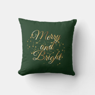 Merry and Bright Luxe, Dark Green & Gold Design Cushion