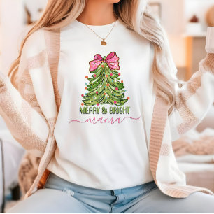 Merry and Bright Mama Script Christmas tree shirt