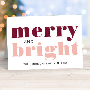 Merry and Bright Merlot and Blush Holiday Photo Card