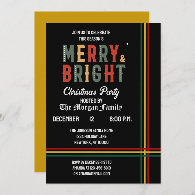 Merry And Bright Merry Christmas Party Invitation (Front/Back)