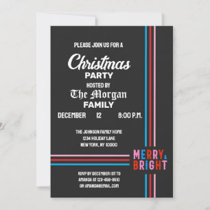 Merry And Bright Merry Christmas Party Invitation