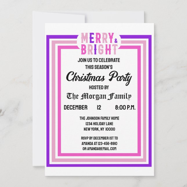 Merry And Bright Merry Christmas Party Invitation (Front)