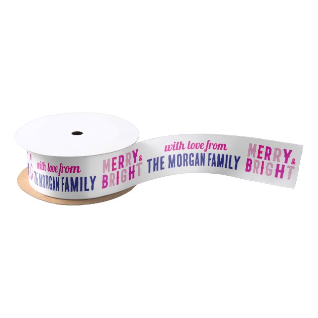 Merry And Bright Merry Christmas Party Ribbon Satin Ribbon (Spool)